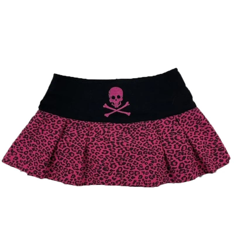 Spicy Girls Y2K Skirt Skull Harajuku Graphic Print Rock Goth Retro Mini Skirt Hiphop Streetwear Dress Punk Half length skirt EMO