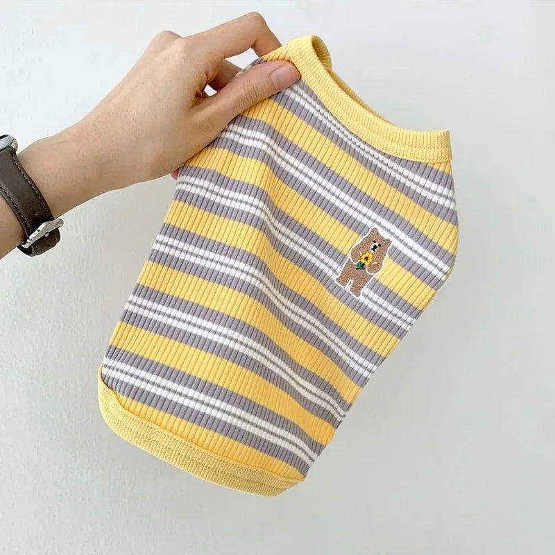 Cotton Rib Dog Shirt Stripe Vest Small Dogs
