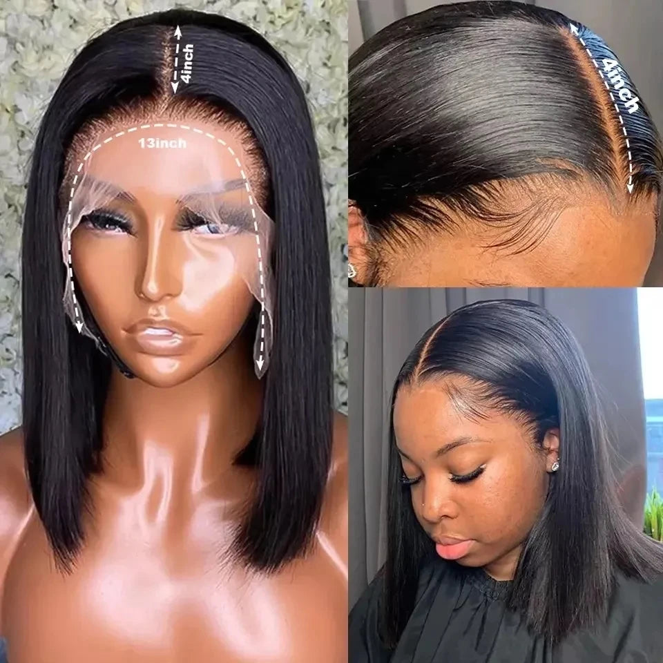 Short Bob Wig Straight 13x4 Lace Front Wig Human Hair Wigs Pre Plucked Front Wig Brazilian Lace Wigs
