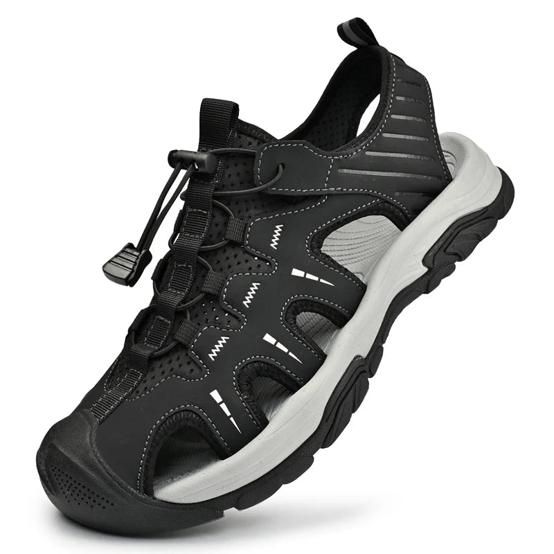 Jumpmore Fashion Men's Leather Sandals Summer Outdoor Hiking Shoes Size 38-45