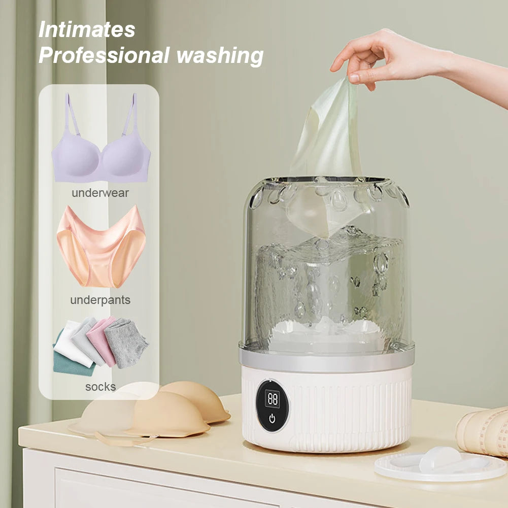 Underwear Washer with Laundry Cup Cordless Small Washing Machine Rechargeable Mini Special Washer for Travel Home and Dormitory