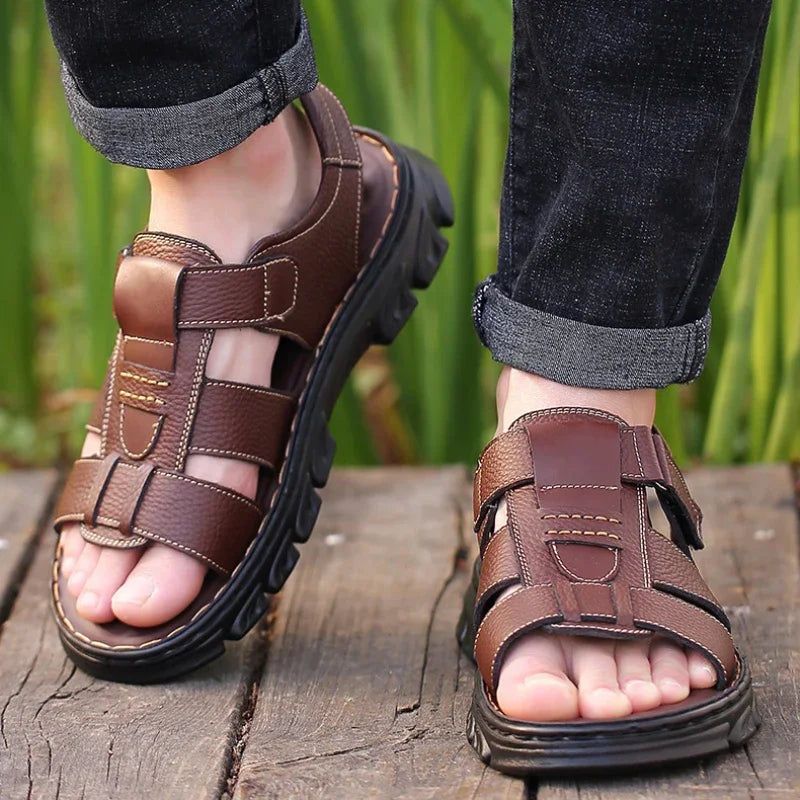 Men's Leather Beach Sandals Summer 2024
