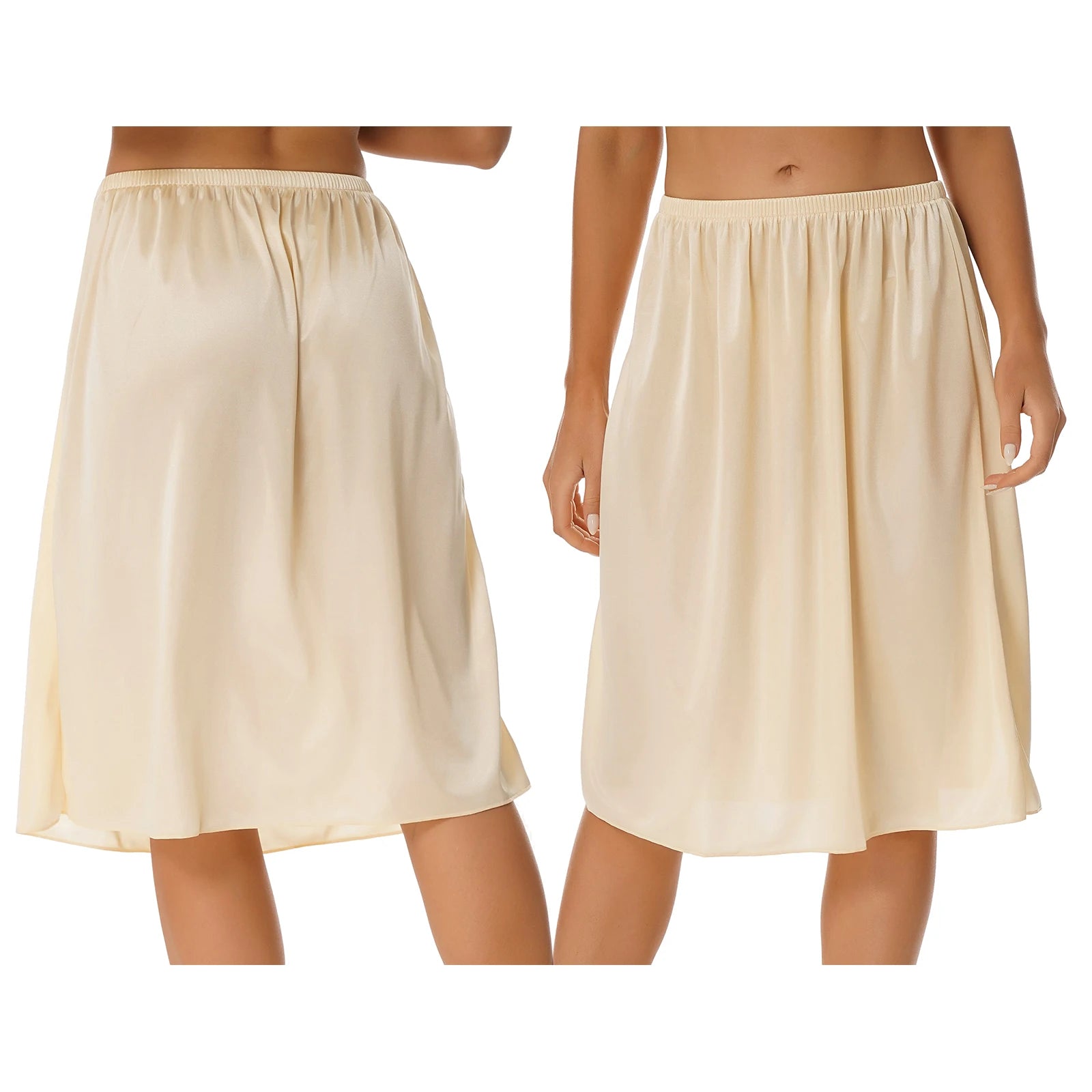 Womens Solid Color Underskirt Smooth Elastic Waistband Petticoat Inner Lining Skirt Party Prom Wedding Bridesmaid Dress Skirts