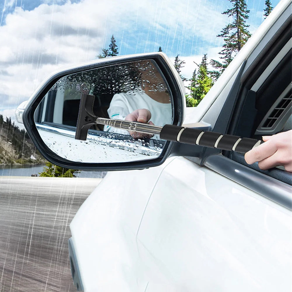 Car Rearview Mirror Wiper Stainless Steel Telescopic Retractable Layered Brush Head Auto Mirror Wash Clear for Auto Accessories