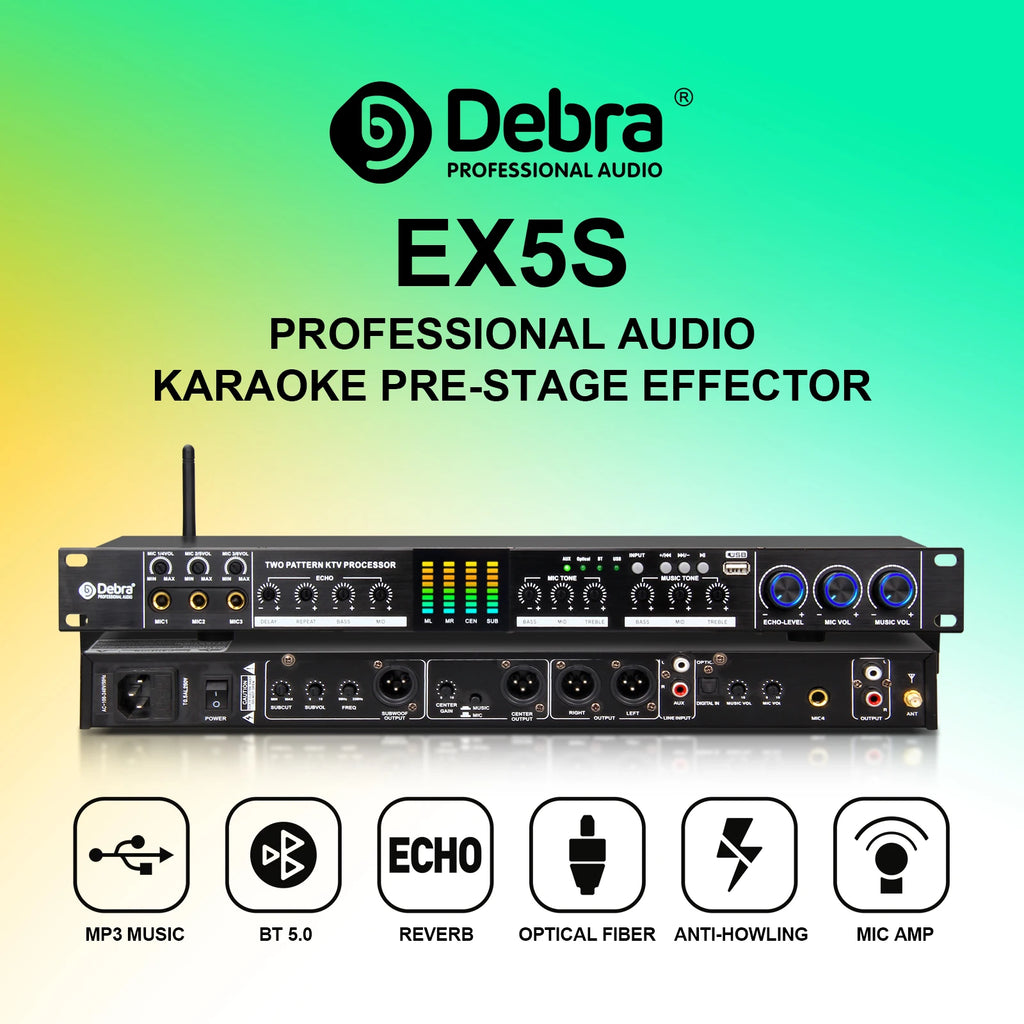EX5S Karaoke Effects Pre-Processor, Multi-Band Reverb Effects, Light Lossless Input, Bluetooth Transmission,Stable Voltage