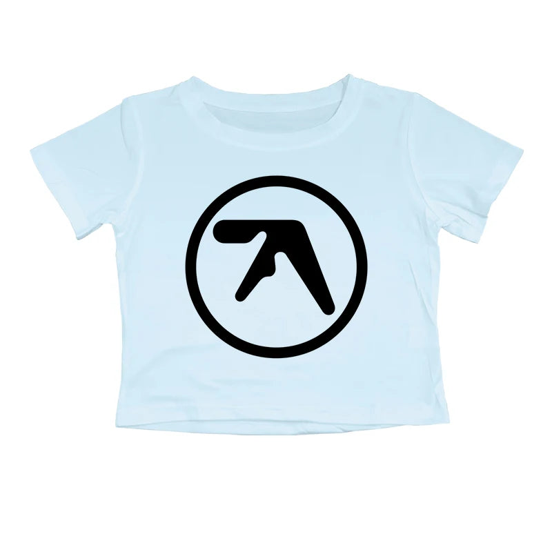 Punk Aphex Twin Print T-Shirt Crop Top Y2k