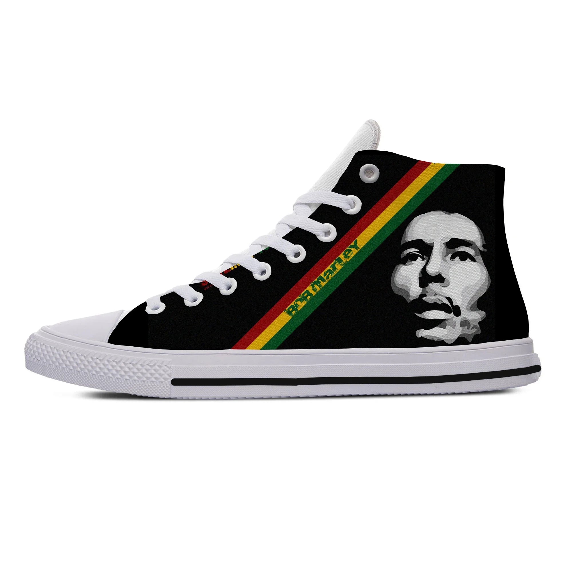 Hot Summer Legend Bob Marley Reggae Music Novelty Design Lightweight High Top Canvas Shoes Men Women Casual Breathable Sneakers