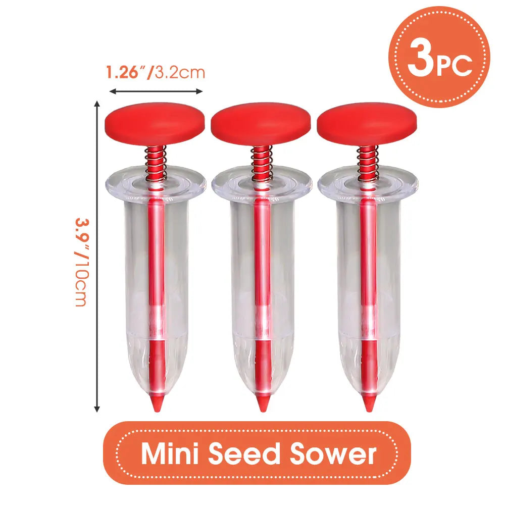 Mini Sowing Seed Dispenser Manual Sower Seed Spreader Handheld Seed Planter Tool 5 Different Settings Hand Seeder with 2 Transpl