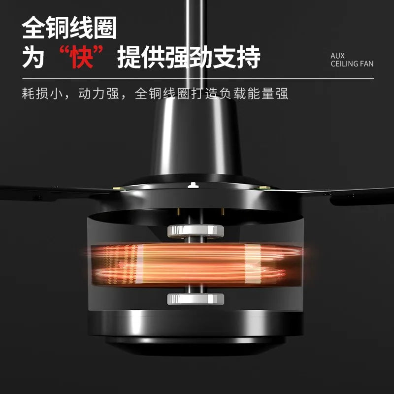 48inch Black Electric Ceiling Industrial Fan Big Wind All-copper coil 3gears Metal Blade 120cm Double bearing Wall control