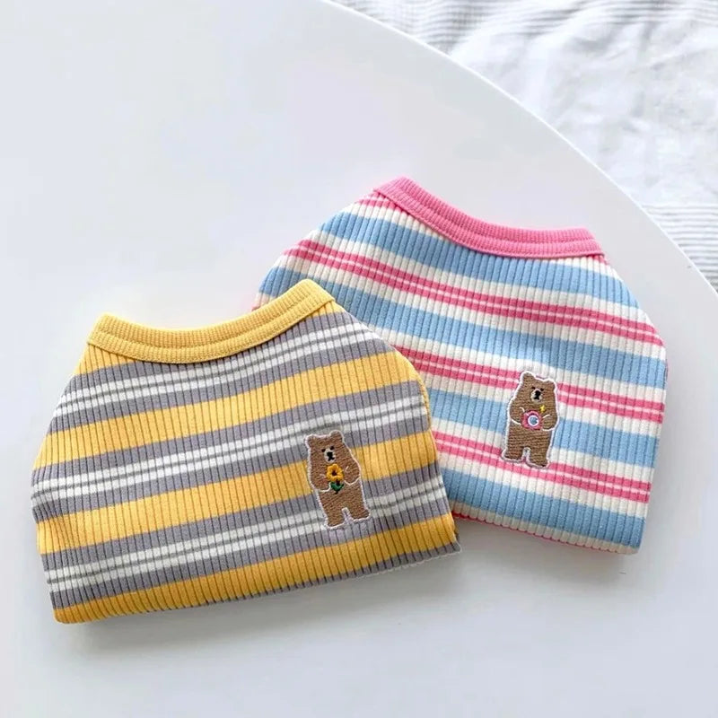 Cotton Rib Dog Shirt Stripe Vest Small Dogs