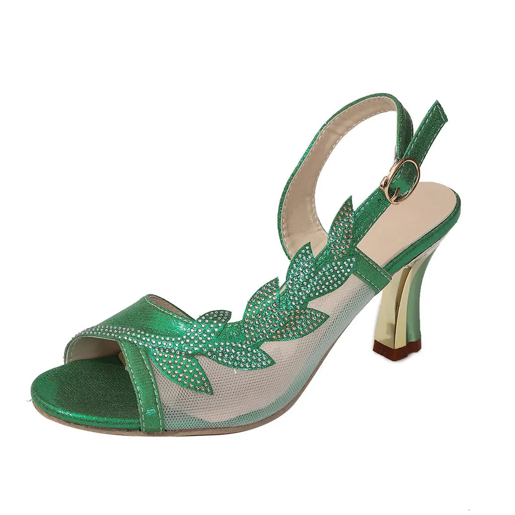 Women's Fashion Crystal High Heels Sandals Summer Peep Toe Buckle Strap High Heels Dress Shoes Party Wedding Shoes Luxury Pumps