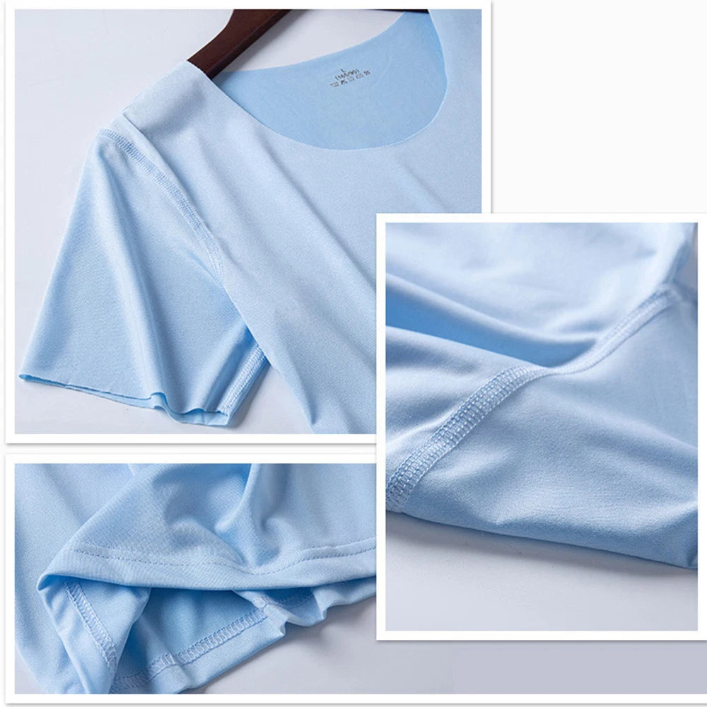 Women Ice Silk T-shirt Vest Y2k Tank Top