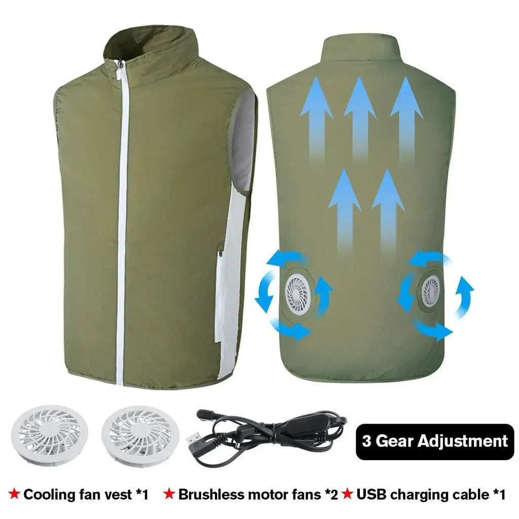 2024 Summer Fan Vest Men Cool and Cooling USB Cooling Outdoor Camping Air-conditioned Clothing Men Waterproof Sleeveless Jacket