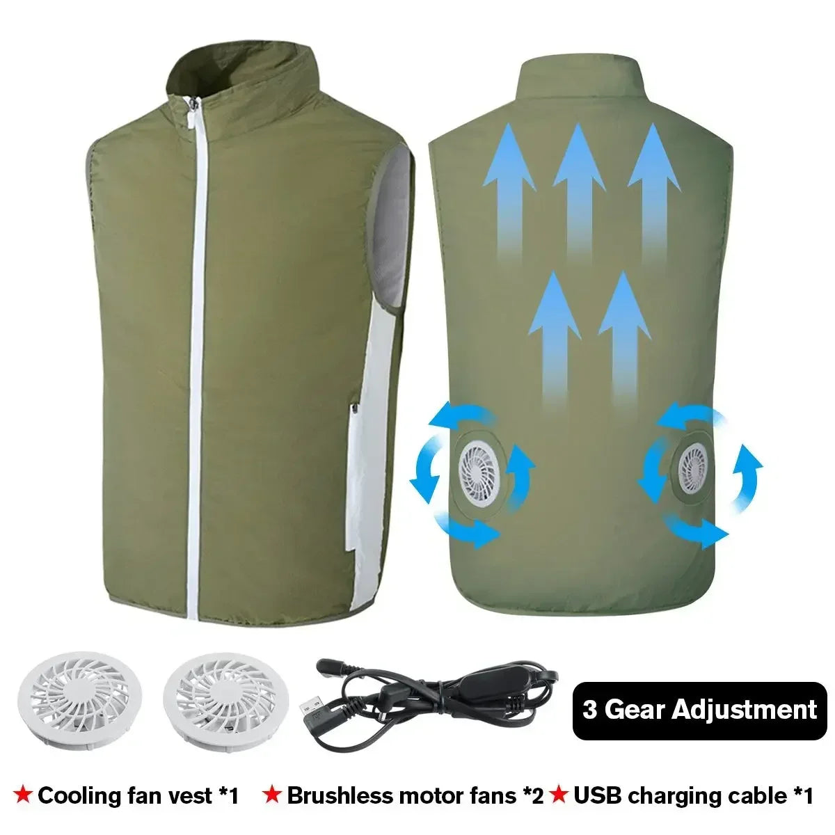 2024 Summer Fan Vest Men Cool and Cooling USB Cooling Outdoor Camping Air-conditioned Clothing Men Waterproof Sleeveless Jacket