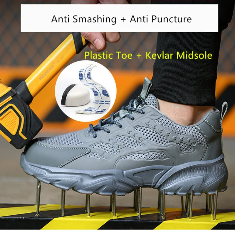 summer safety sneakers white safety work shoes for men work breathable shoes comfortable woman safety shoes plastic toe cap boot