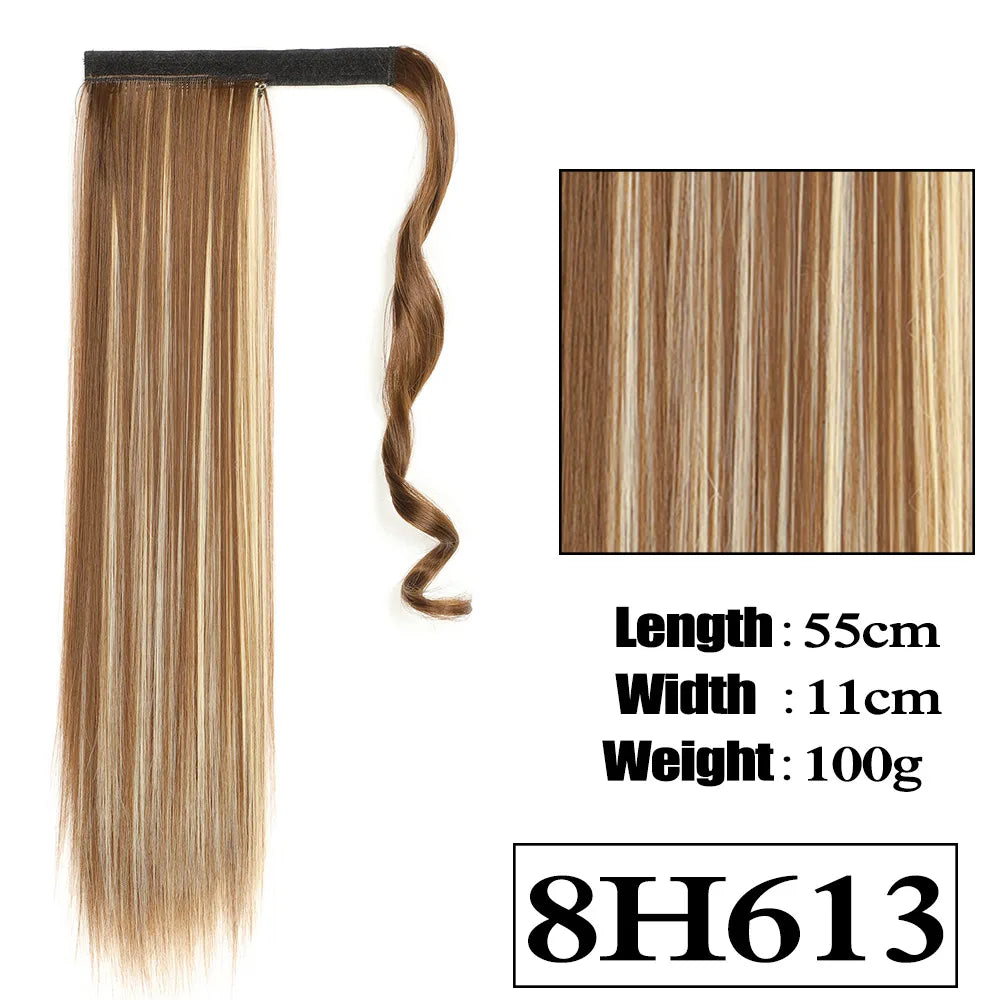 VIVIEIEI Ponytail Hair Extension 22 Inch 100g Natural Black Ponytail Extension Clip in Wrap Around Hair Extension Hairpieces