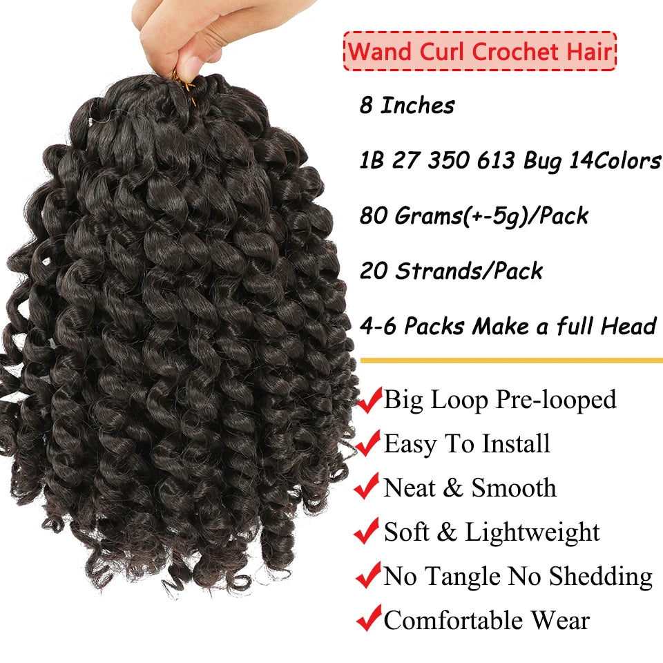Jamaican Bounce Crochet Hair 8 Inches Curly