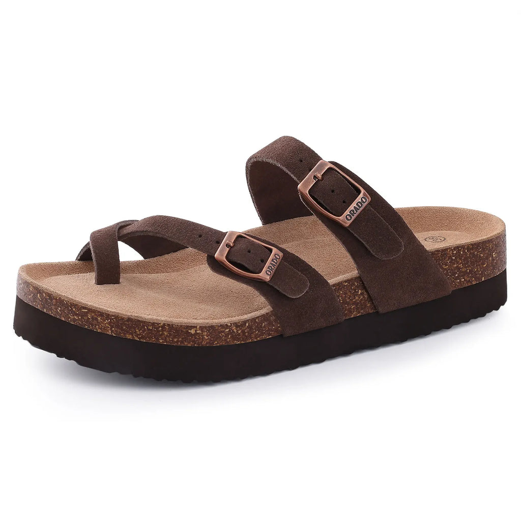 Kidmi Classic Cork Suede Slippers For Women Outdoor Cork Antiskid Men Mules New Women Cow Suede Clogs Shoes With Arch Support