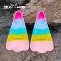 New colored swimming training fins for summer tourism, elastic and soft silicone diving frog shoes