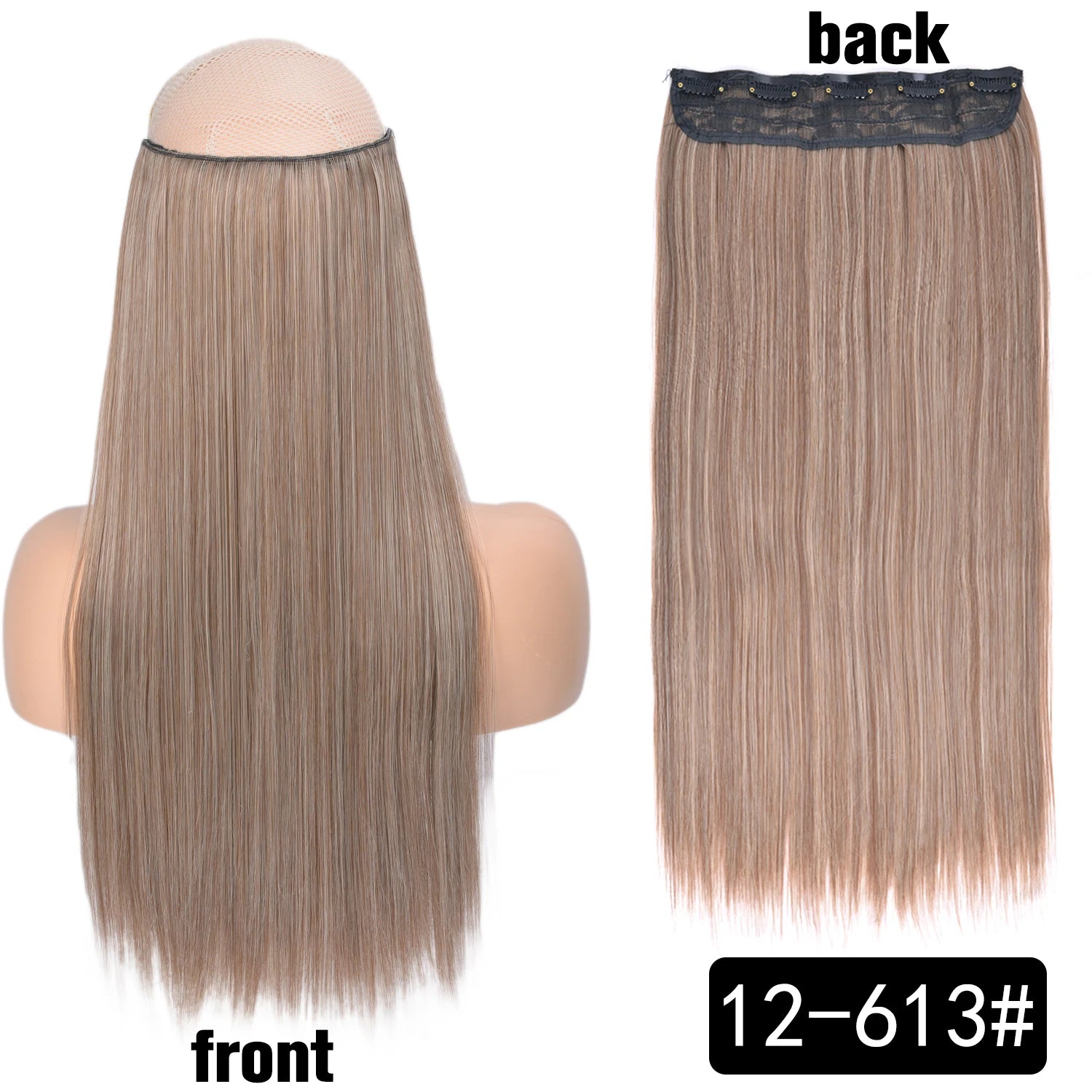 5 Clip-In Hair Extensions Long Straight One Piece Synthetic Heat-Resistant Fibre Hairpiece 22Inch Black Blonde Natural Hairstyle