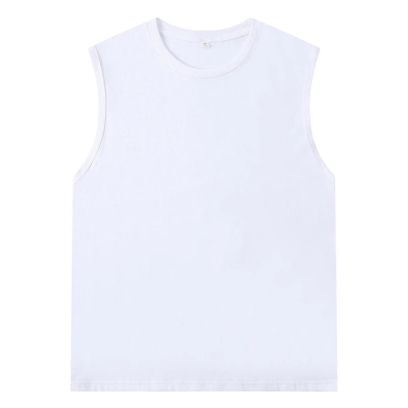 Cotton Men's Sleeveless Shirt Custom Logo Printing Name Gym Training Clothes DIY Vest