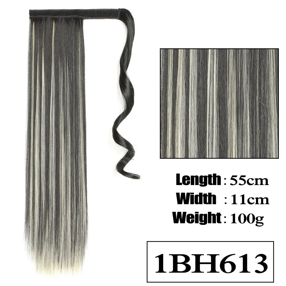 VIVIEIEI Ponytail Hair Extension 22 Inch 100g Natural Black Ponytail Extension Clip in Wrap Around Hair Extension Hairpieces