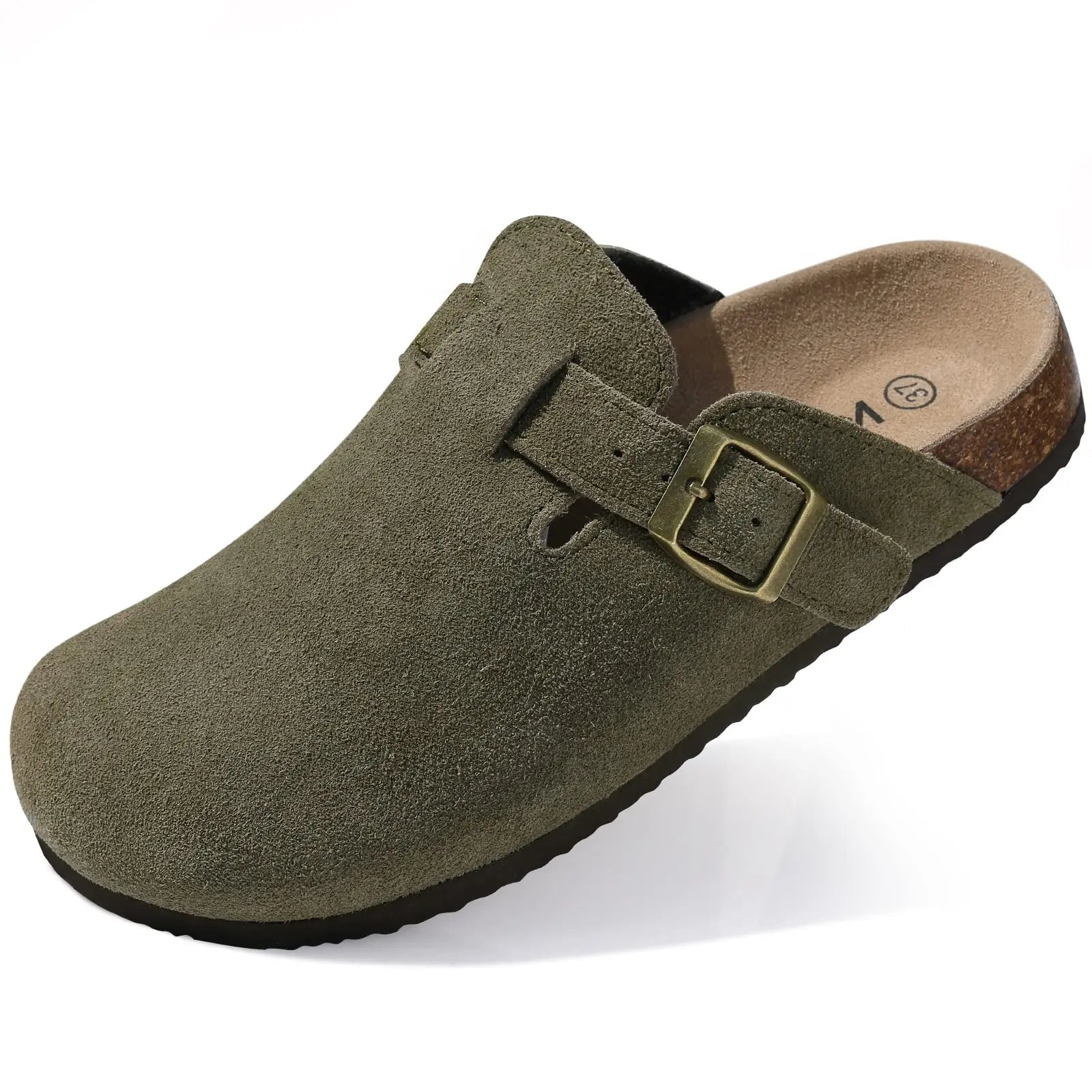 Kidmi Classic Cork Suede Slippers For Women Outdoor Cork Antiskid Men Mules New Women Cow Suede Clogs Shoes With Arch Support