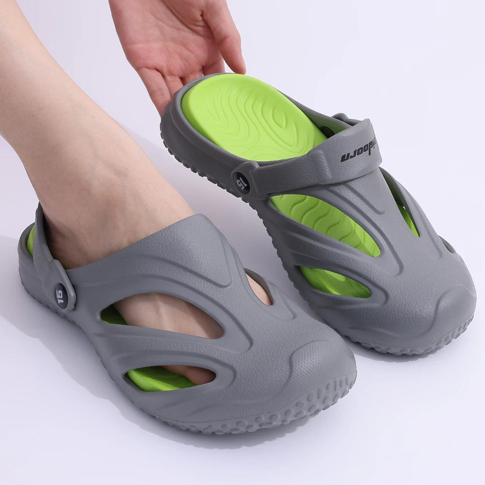 Litfun Men Clogs Slippers Outside Beach Slides EVA Light Soft Sandals Flat Shoes Fashion Casual Garden Shoes With Arch Support