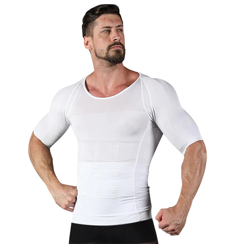 Men's Body Shaper T-Shirts Short Sleeves Corset Stomach Body Shapers Sports Stretch Men's Shapewear Short Sleeves Tank Tops