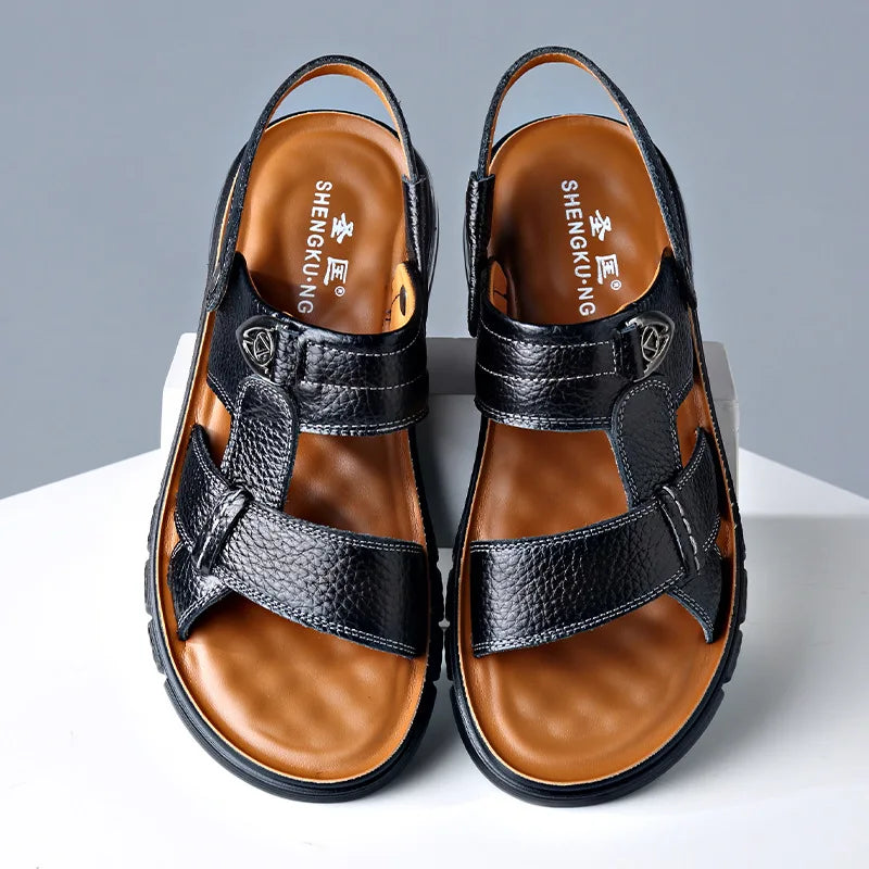 Big Size 49 Summer SplitLeather Beach Sandals Men Shoes Big Size 49 50 Leather Sandals for Men Soft Outdoor Walking Man Footwear