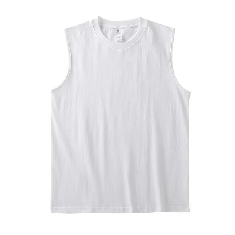 Cotton Vest Men's Tank Top 2pcs White