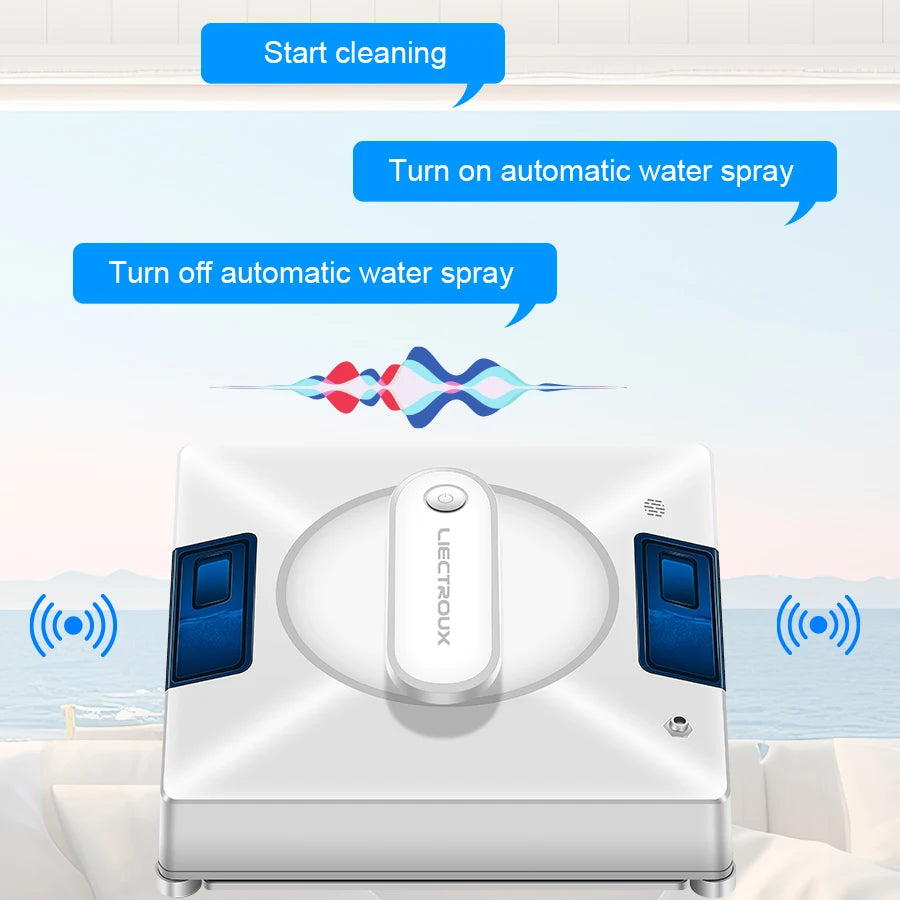 Robot Window Cleaner Liectroux YW509, 4-Way Water Spray,Home Glass Floor Window Robot Vacuum Cleaner,Strong Vacuum,Smart Memory