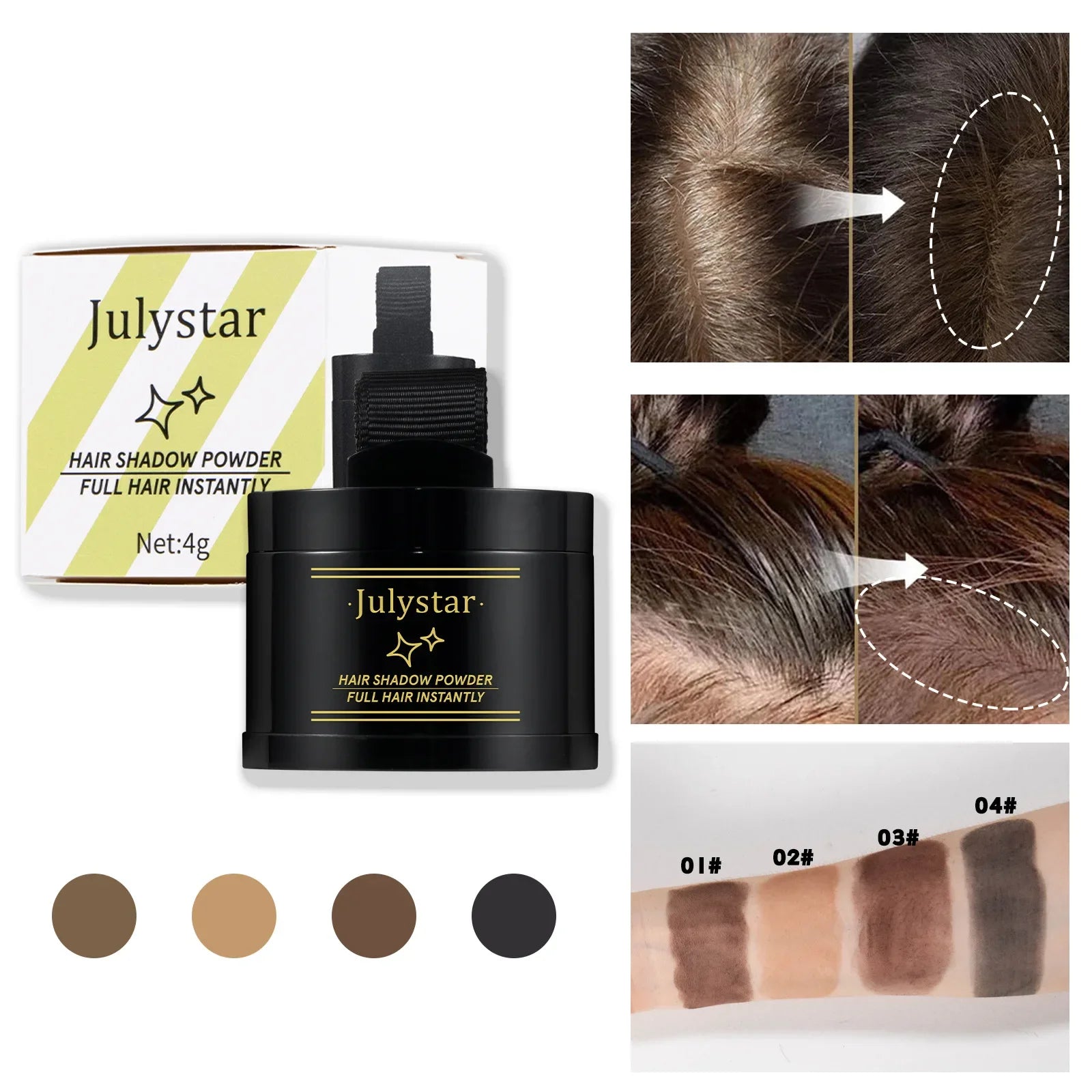 4 Color Hair Line Powder Black Root Up Natural Instant Waterproof Hairline Shadow Concealer Coverage Paint Repair Fill in Hair