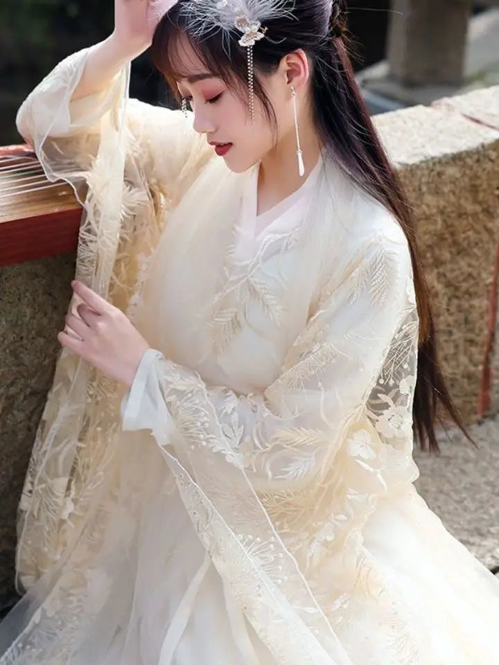 Lace Embroidery Hanfu Female Cosplay Costume Summer Breathable Fairy Chinese Style Dress National Dance Performance Clothing