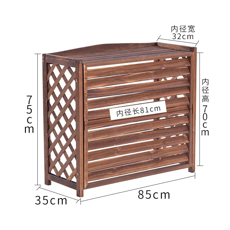 Air Conditioning External Unit Rack Balcony Flower Stand with Hanging Vines,Outdoor Garden Plant Shelf, Functional Garden Stand.