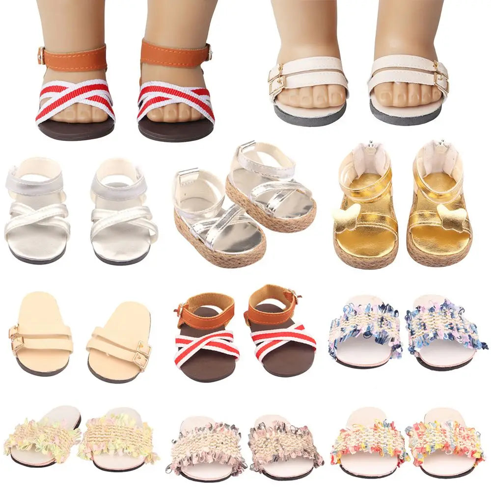 Fashion Fit 18Inch/43cm Change Clothes Game Mini Sandals Dollhouse Accessories Beach Slippers Doll Shoes