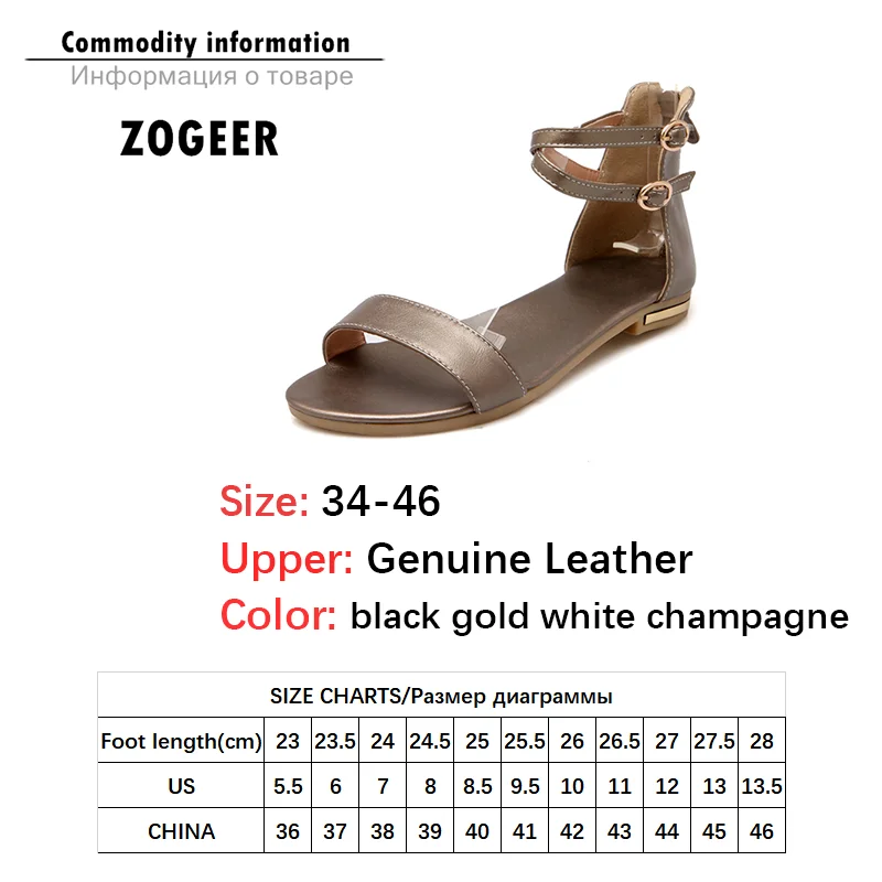 Summer Shoes Women's Sandals Big Size Genuine Leather Gold Flats Casual Beach Shoe White Gladiator Flip Flops Female Comfortable