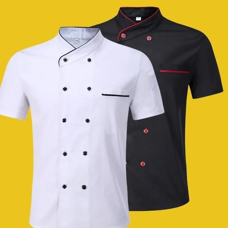 Classic Cook Shirt Chef Coat Jacket Short Sleeve Restaurant Cook Clothes Baker Uniform