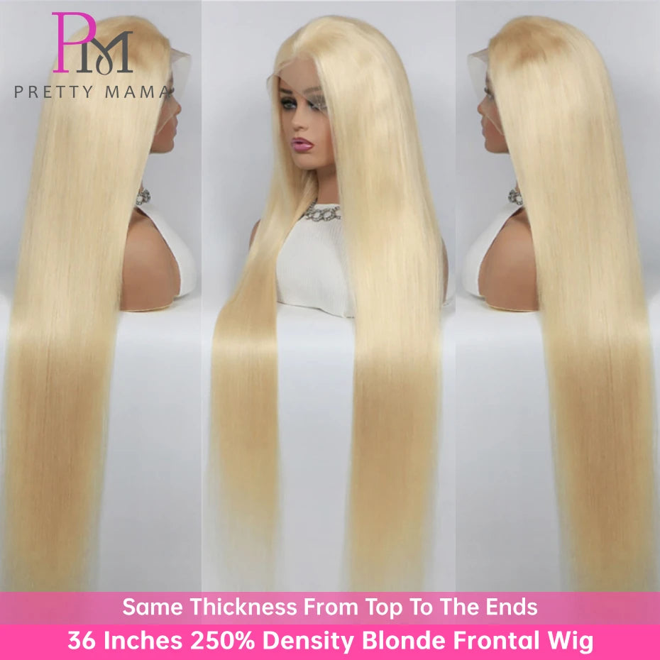 200 Density 360 Lace Front Wig Human Hair Brazilian Straight 613 Honey Blonde Wig Human Hair 13x6 13x4 Lace Frontal Wigs 38 Inch