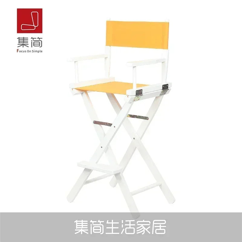 Versatile Solid Wood Director Chair Folding Canvas High Stool Multipurpose Office Chair Makeup Chair Portable Seat Comfortable