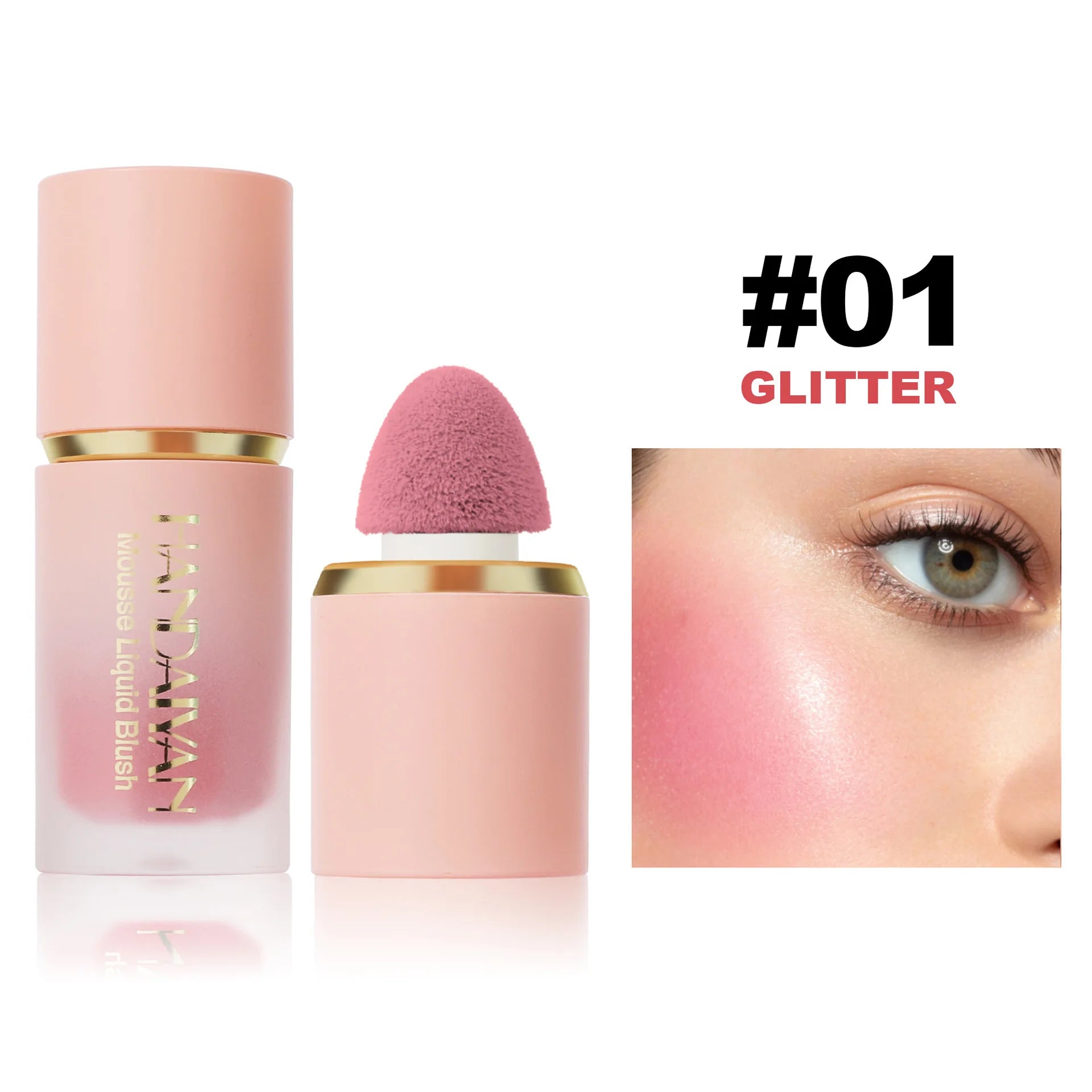 6 Colors Liquid Blush Sponge Brush Head Cute Makeup for Women Party Daily Use All Skin Types Waterproof Blush Stick Cosmetics