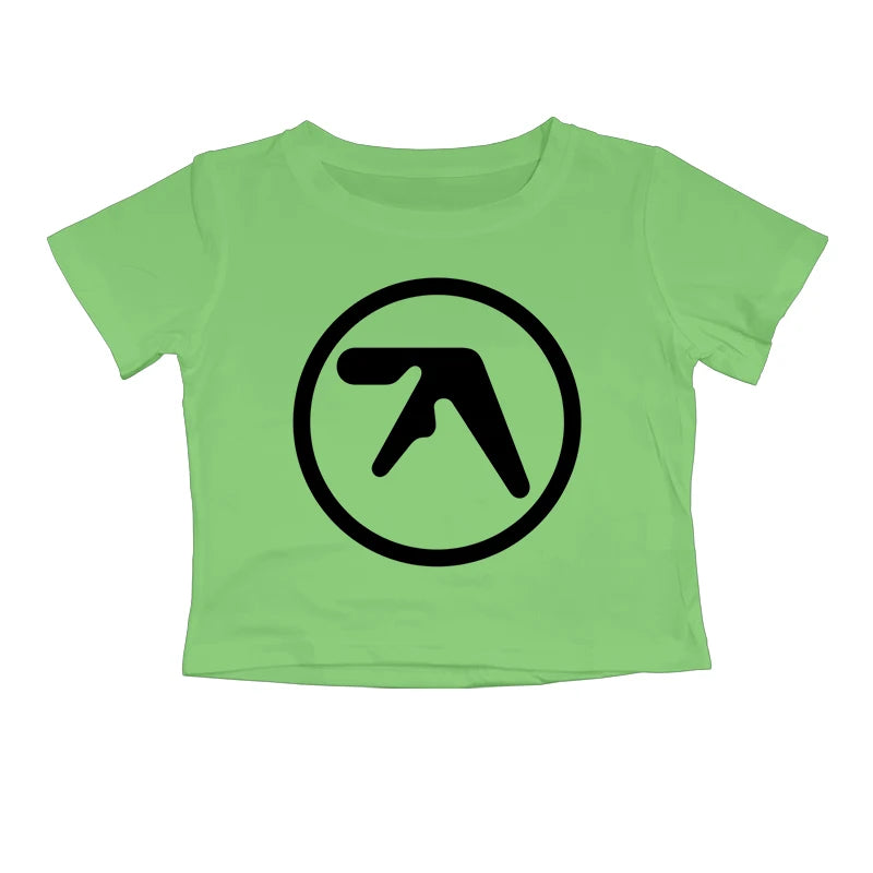 Punk Aphex Twin Print T-Shirt Crop Top Y2k