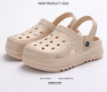 2025 Summer 5cm Women's Thick Sole Hole Shoes High Heel Soft Sole Beach Garden Shoes Women's Elevated Anti Slip Platform Sandals
