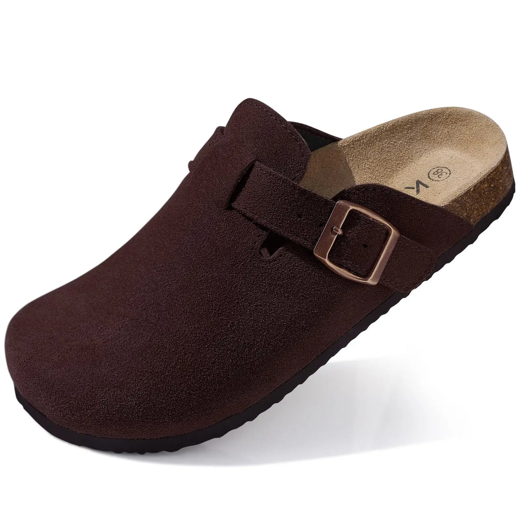 Kidmi Classic Cork Suede Slippers For Women Outdoor Cork Antiskid Men Mules New Women Cow Suede Clogs Shoes With Arch Support