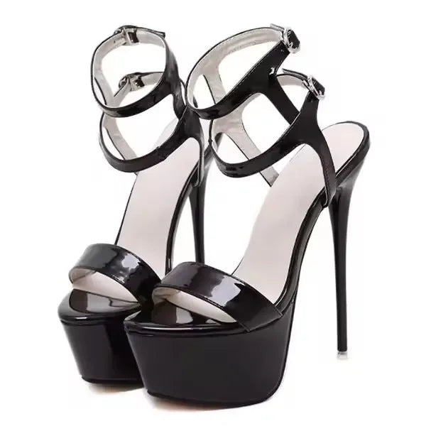 Aneikeh Big Shoe Size 41 42 43 44 45 46 High Heels Sandals Summer Sexy Open Toe Party Dress 16CM Platform Gladiator Women Pumps