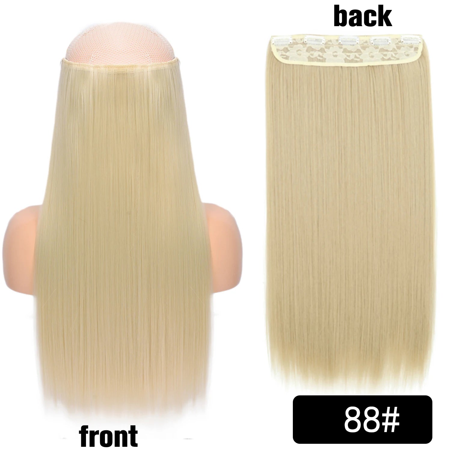 5 Clip-In Hair Extensions Long Straight One Piece Synthetic Heat-Resistant Fibre Hairpiece 22Inch Black Blonde Natural Hairstyle