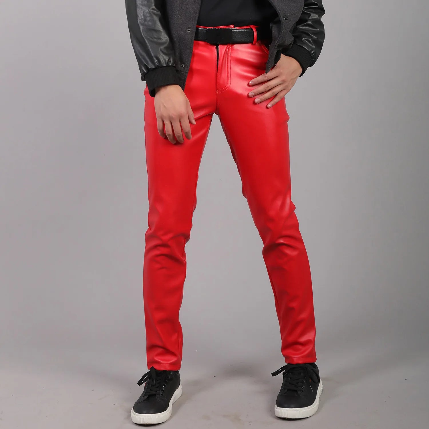 Silver Shiny Motorcycle PU Leather Pants Men Brand Skinny Disco Party Halloween Trousers Men Stage Prom Singer Costume Pants 3XL