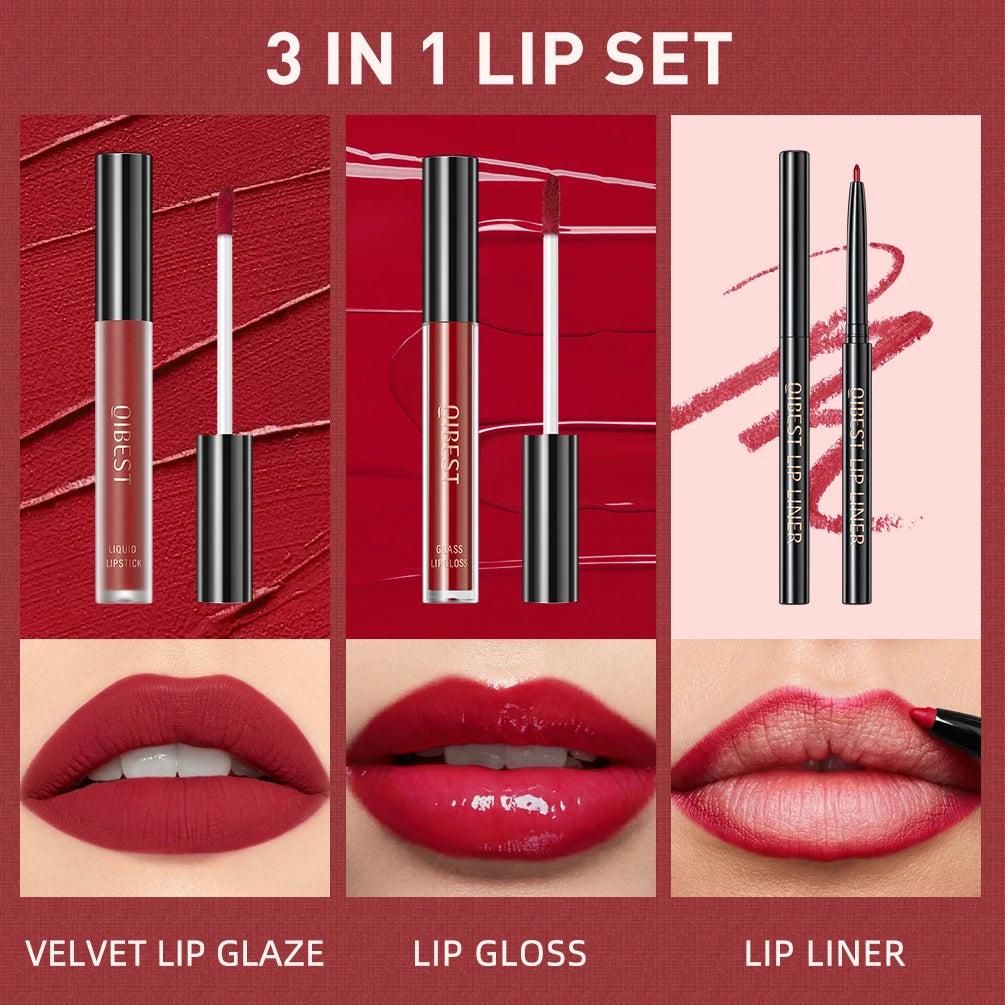 Matte Liquid Lipstick Lip Liner Set 3pcs