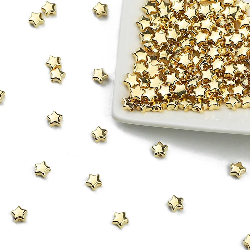 6mm 100~400pcs Star Shape CCB Beaded Gold Silver Plated Loose Beads For Jewelry Making DIY Necklace Bracelets Accessories
