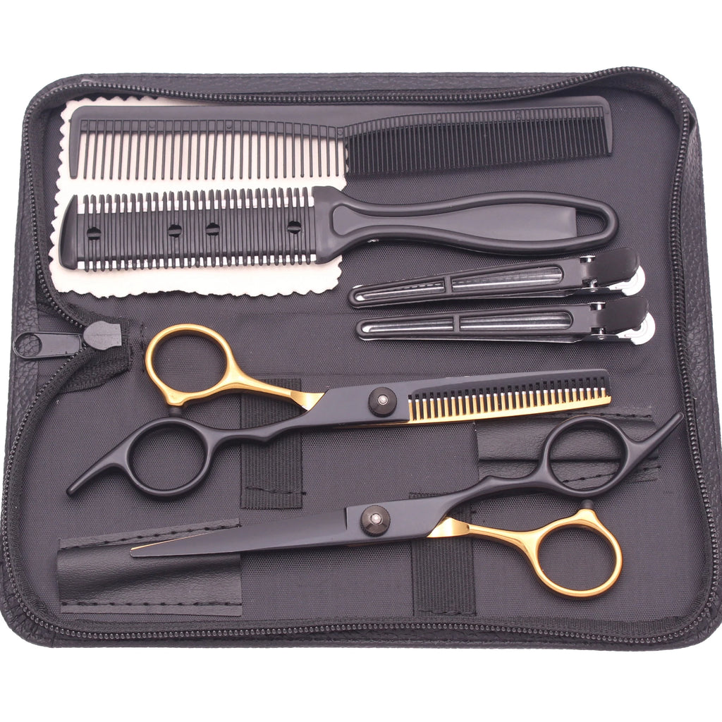 6.0'' Hair Scissors Professional Cutting Shears Thinning Hairdressing Haircut Comb Razors Sets Salon Barber & Home Dropshipping